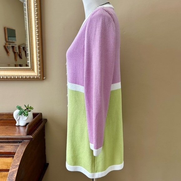 St John Pastel Color Block Santana Knit Color Block Cardigan Sweater Jacket M - Picture 6 of 10